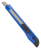Vulcan JL54319 Utility Knife, 3-7/8 in L Blade, 5/8 in W Blade, High Impact Plastic Handle, Blue/Black Handle